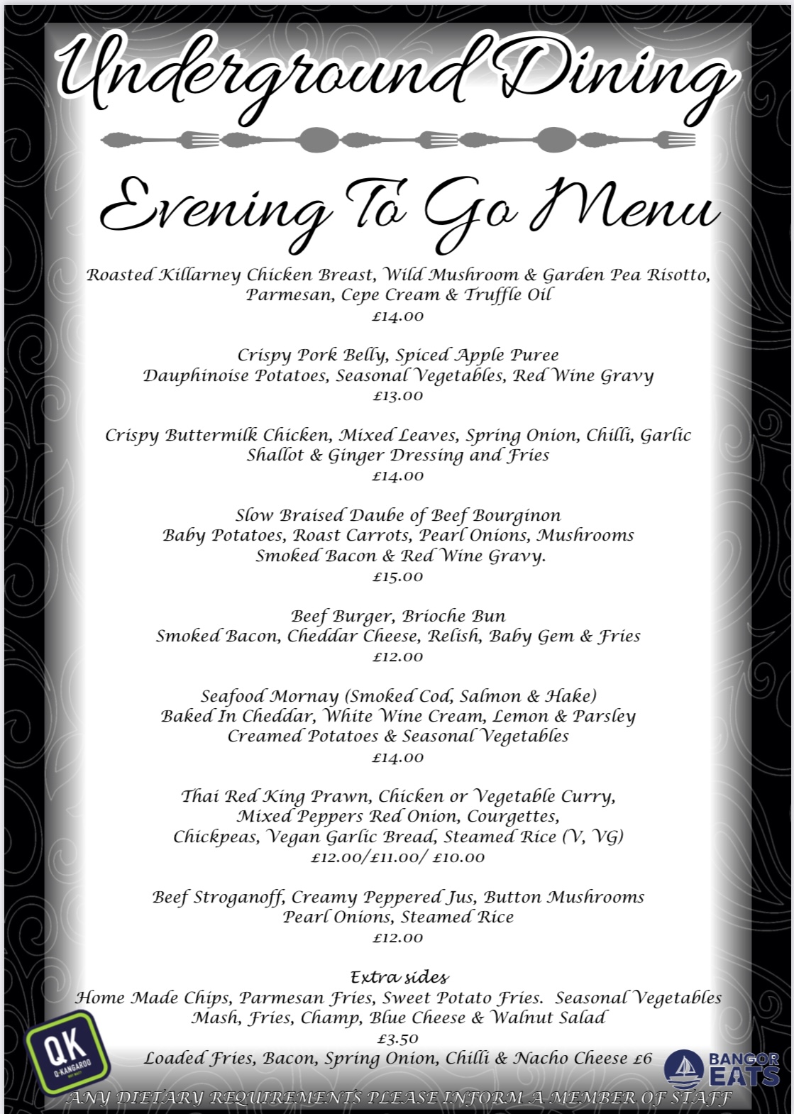 Evening To Go Menu